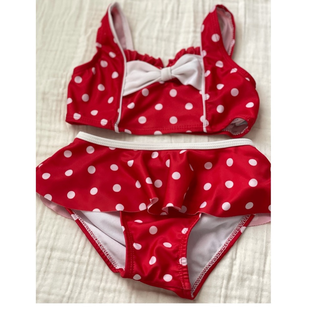 Gently Used Girls Red/White Polka Dot Bathing Suit